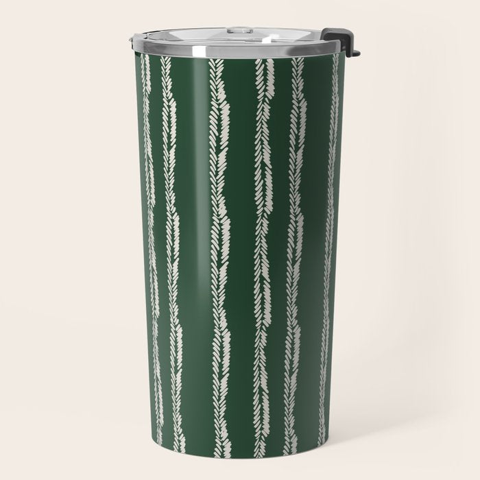 Emerald Herringbone Stripes Travel Mug Gallery Image 2