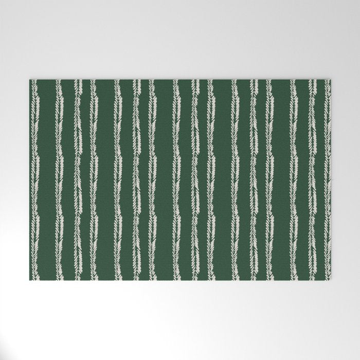 Emerald Herringbone Stripes Welcome Mat Gallery Image 1