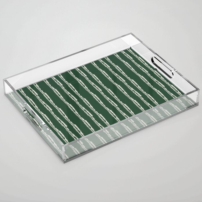Emerald Herringbone Stripes Acrylic Tray Gallery Image 1