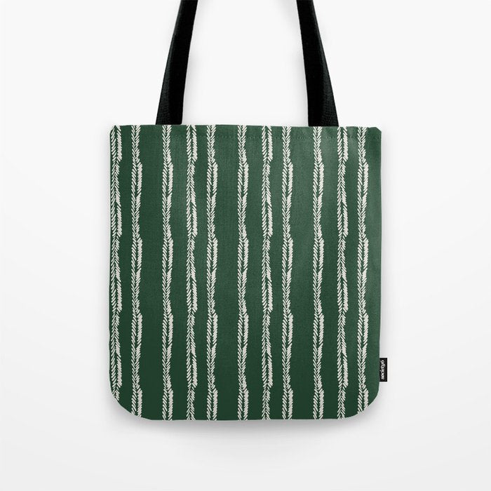 Emerald Herringbone Stripes Tote Bag Gallery Image 1