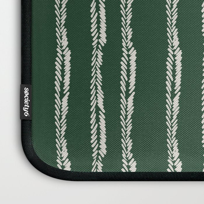 Emerald Herringbone Stripes Laptop Sleeve Gallery Image 3