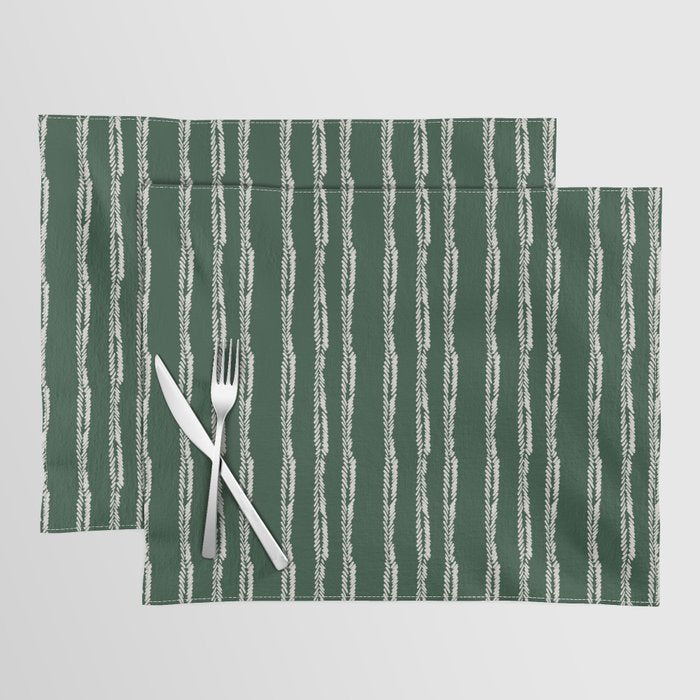 Emerald Herringbone Stripes Placemat Gallery Image 1