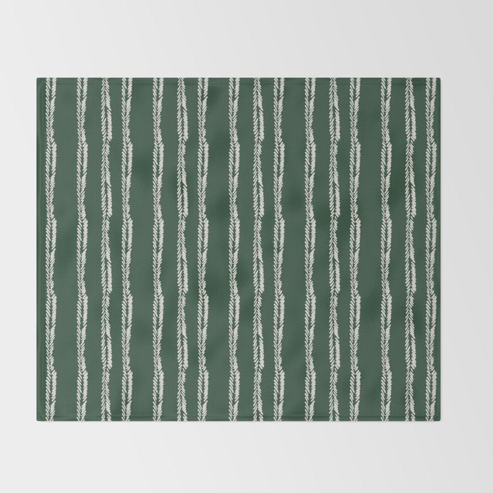 Emerald Herringbone Stripes Throw Blanket Gallery Image 2