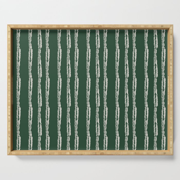Emerald Herringbone Stripes Serving Tray Gallery Image 1