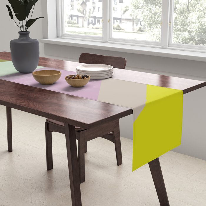 Geometric Shapes #8 Purple and Green Table Runner Gallery Image 2