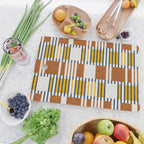Bold minimalist retro stripes // midnight blue goldenrod yellow and copper brown geometric grid  Cutting Board Gallery Image 2