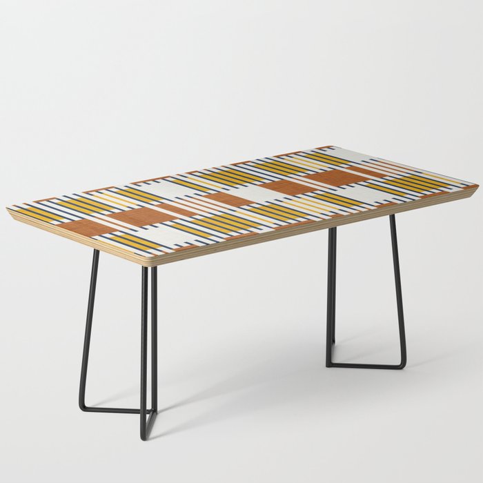 Bold minimalist retro stripes // midnight blue goldenrod yellow and copper brown geometric grid  Coffee Table Gallery Image 1