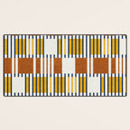 Bold minimalist retro stripes // midnight blue goldenrod yellow and copper brown geometric grid  Desk Mat Gallery Image 3
