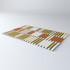 Bold minimalist retro stripes // midnight blue goldenrod yellow and copper brown geometric grid  Rug Gallery Image 3
