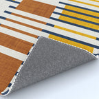 Bold minimalist retro stripes // midnight blue goldenrod yellow and copper brown geometric grid  Rug Gallery Image 4