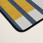 Bold minimalist retro stripes // midnight blue goldenrod yellow and copper brown geometric grid  Desk Mat Gallery Image 4
