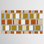 Bold minimalist retro stripes // midnight blue goldenrod yellow and copper brown geometric grid  Tablecloth Gallery Image 2