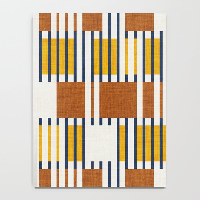 Bold minimalist retro stripes // midnight blue goldenrod yellow and copper brown geometric grid  Notebook Gallery Image 4