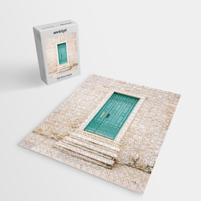 Turquoise door of Sibenik | Croatia Europe fine art travel photography print | Pastel colors Jigsaw Puzzle Gallery Image 2