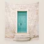Turquoise door of Sibenik | Croatia Europe fine art travel photography print | Pastel colors Wall Tapestry Gallery Image 4