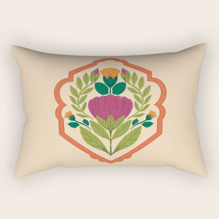 Vintage Pressed Flower Illustration Rectangular Pillow Gallery Image 2
