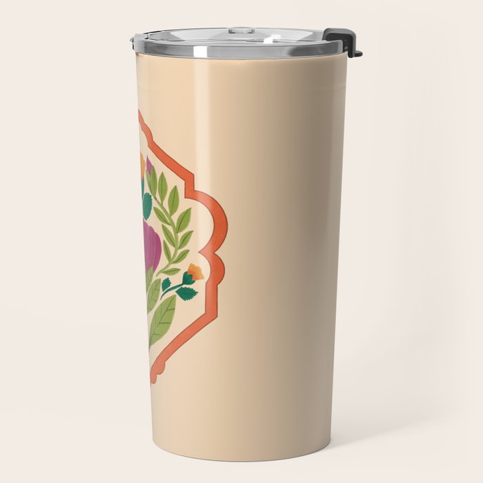 Vintage Pressed Flower Illustration Travel Mug Gallery Image 2