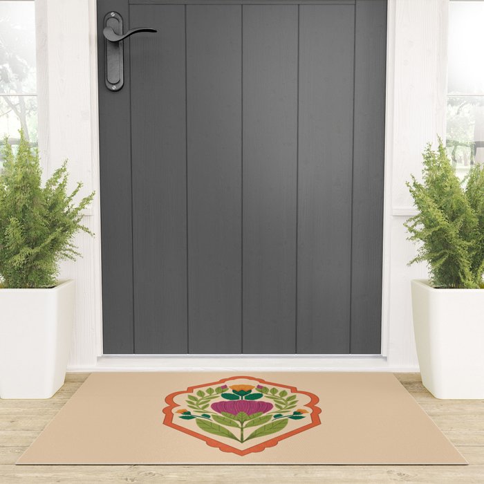 Vintage Pressed Flower Illustration Welcome Mat Gallery Image 3