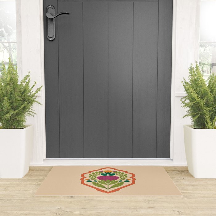 Vintage Pressed Flower Illustration Welcome Mat Gallery Image 3