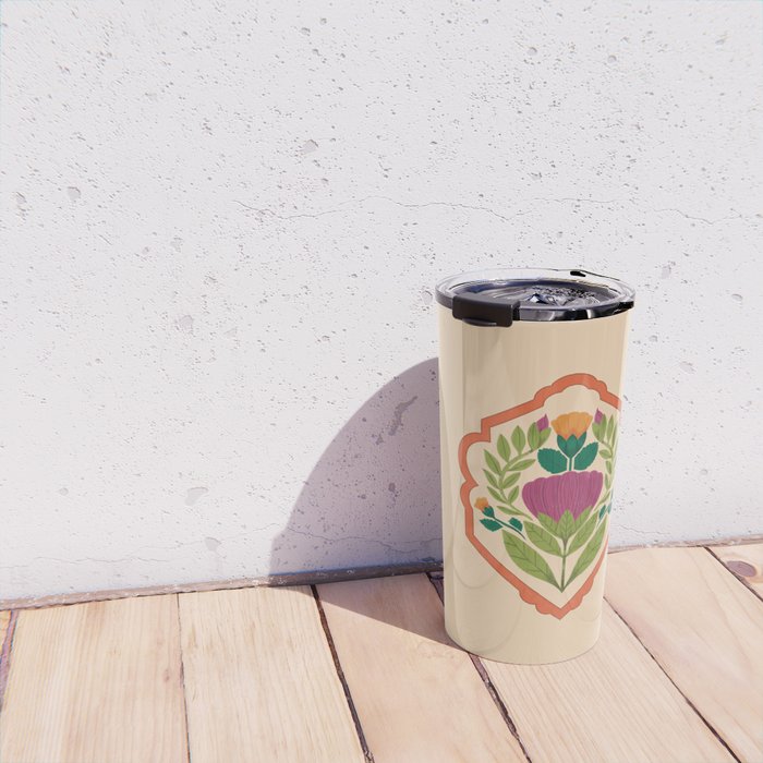 Vintage Pressed Flower Illustration Travel Mug Gallery Image 4