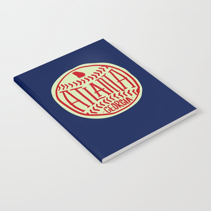 Atlanta Georgia Baseball - Hand Drawn, Script Typography Notebook Gallery Image 2