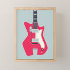 Retro 60s Surf Rock Electric Guitar - Slate Mini Art Print Gallery Image 1