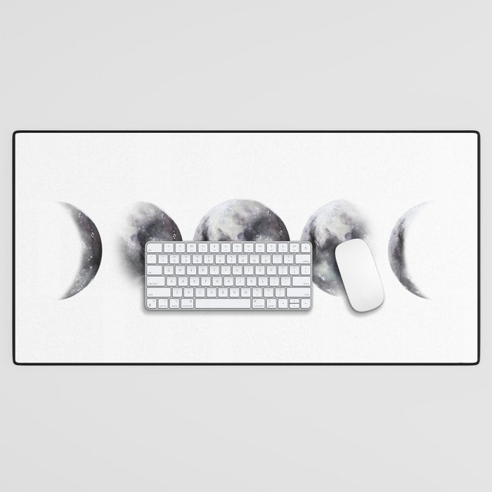 Moon phases watercolor painting Desk Mat Gallery Image 1