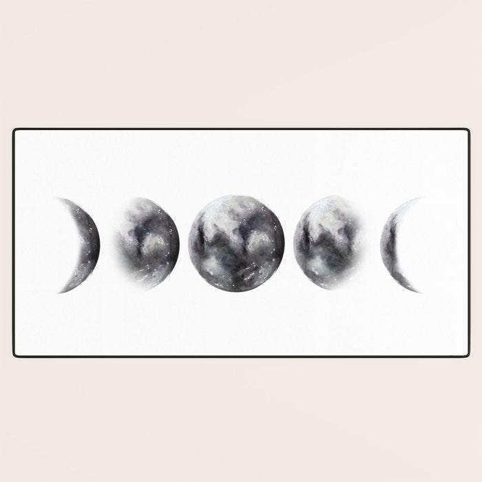 Moon phases watercolor painting Desk Mat Gallery Image 3