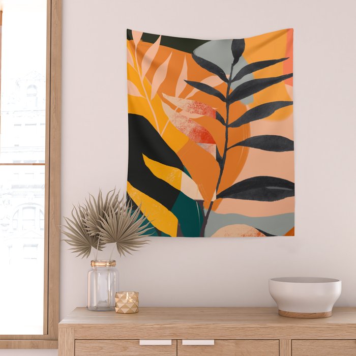Abstract Art Tropical Leaves 108 Wall Tapestry Gallery Image 2