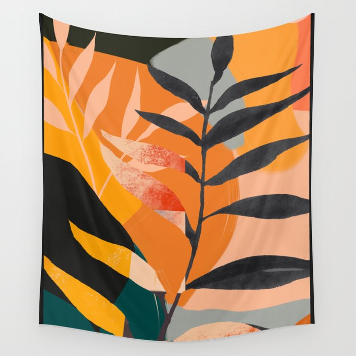Abstract Art Tropical Leaves 108 Wall Tapestry Gallery Image 1