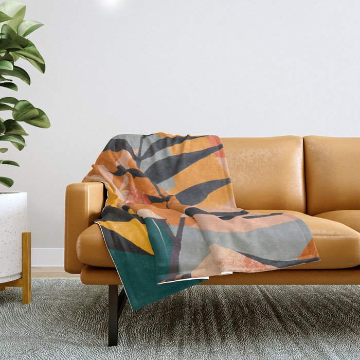 Abstract Art Tropical Leaves 108 Throw Blanket Gallery Image 1
