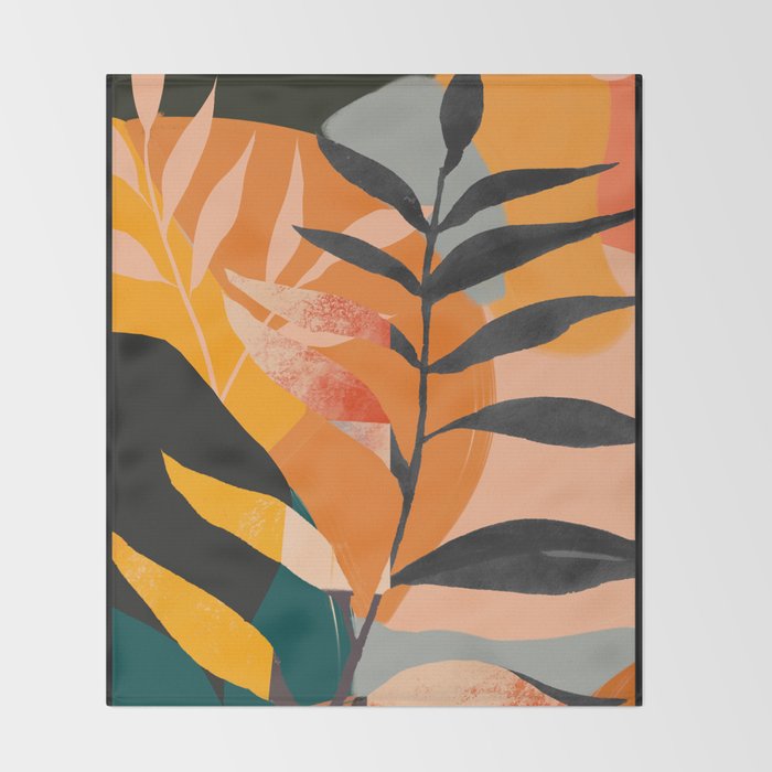 Abstract Art Tropical Leaves 108 Throw Blanket Gallery Image 2