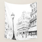 Sketch of a Street in Paris Wall Tapestry Gallery Image 4
