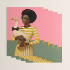 Stylish Woman Holding Goose in Striped Dress Wrapping Paper Gallery Image 3