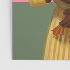 Stylish Woman Holding Goose in Striped Dress Poster Gallery Image 3