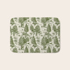 Bigfoot / Sasquatch Toile de Jouy in Forest Green Bath Mat Gallery Image 1