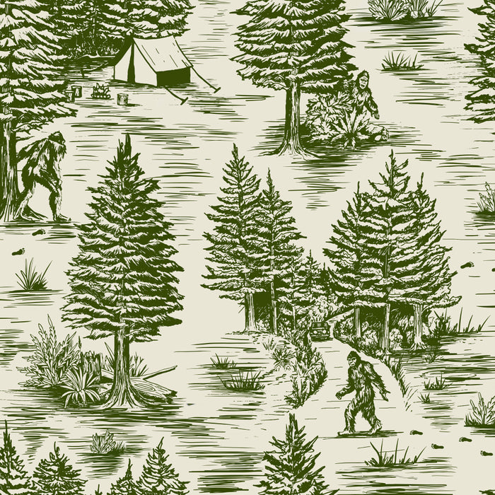 Bigfoot / Sasquatch Toile de Jouy in Forest Green Coffee Mug Gallery Image 2