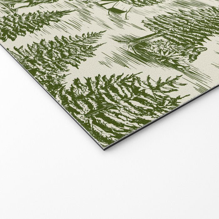 Bigfoot / Sasquatch Toile de Jouy in Forest Green Welcome Mat Gallery Image 2