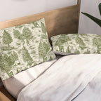 Bigfoot / Sasquatch Toile de Jouy in Forest Green Pillow Sham Gallery Image 2
