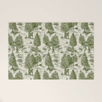Bigfoot / Sasquatch Toile de Jouy in Forest Green Welcome Mat Gallery Image 1