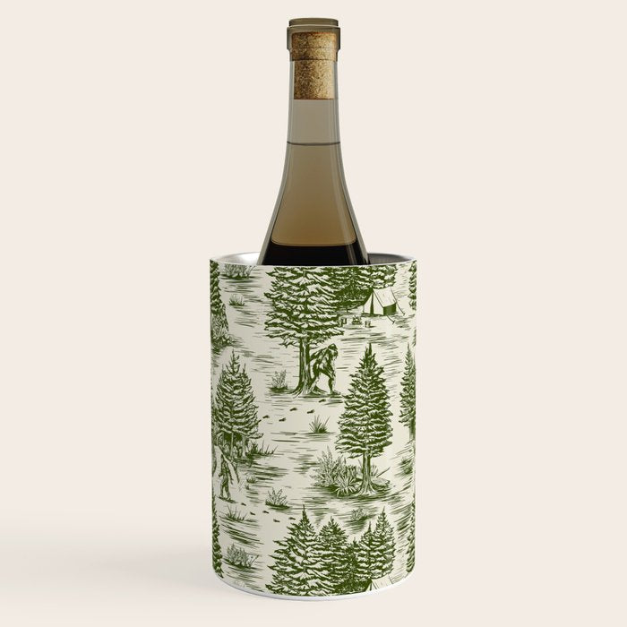 Bigfoot / Sasquatch Toile de Jouy in Forest Green Wine Chiller Gallery Image 2