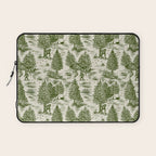Bigfoot / Sasquatch Toile de Jouy in Forest Green Laptop Sleeve Gallery Image 1