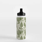 Bigfoot / Sasquatch Toile de Jouy in Forest Green Water Bottle Gallery Image 2