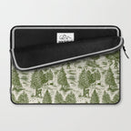 Bigfoot / Sasquatch Toile de Jouy in Forest Green Laptop Sleeve Gallery Image 2