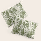 Bigfoot / Sasquatch Toile de Jouy in Forest Green Pillow Sham Gallery Image 3