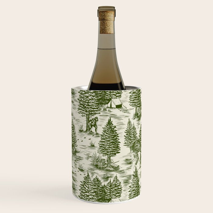 Bigfoot / Sasquatch Toile de Jouy in Forest Green Wine Chiller Gallery Image 3