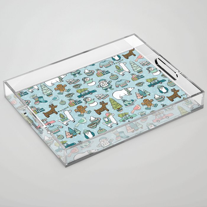 Whimsical Christmas, Sweater Weather, Fa La La La La, Holly Jolly, Holiday Print, Tis The Season Acrylic Tray Gallery Image 1