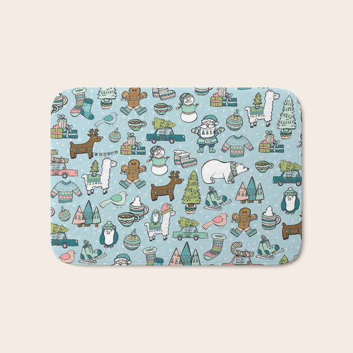 Whimsical Christmas, Sweater Weather, Fa La La La La, Holly Jolly, Holiday Print, Tis The Season Bath Mat Gallery Image 1