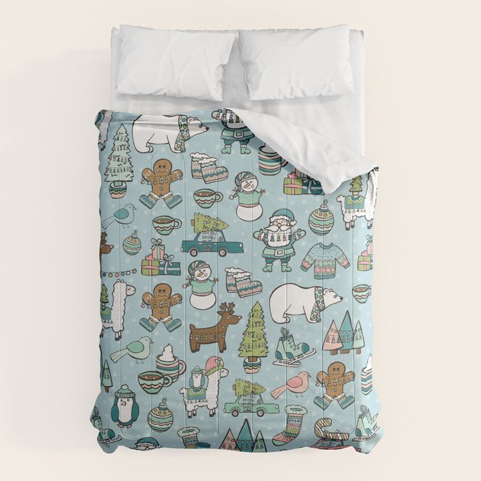 Whimsical Christmas, Sweater Weather, Fa La La La La, Holly Jolly, Holiday Print, Tis The Season Comforter Gallery Image 6