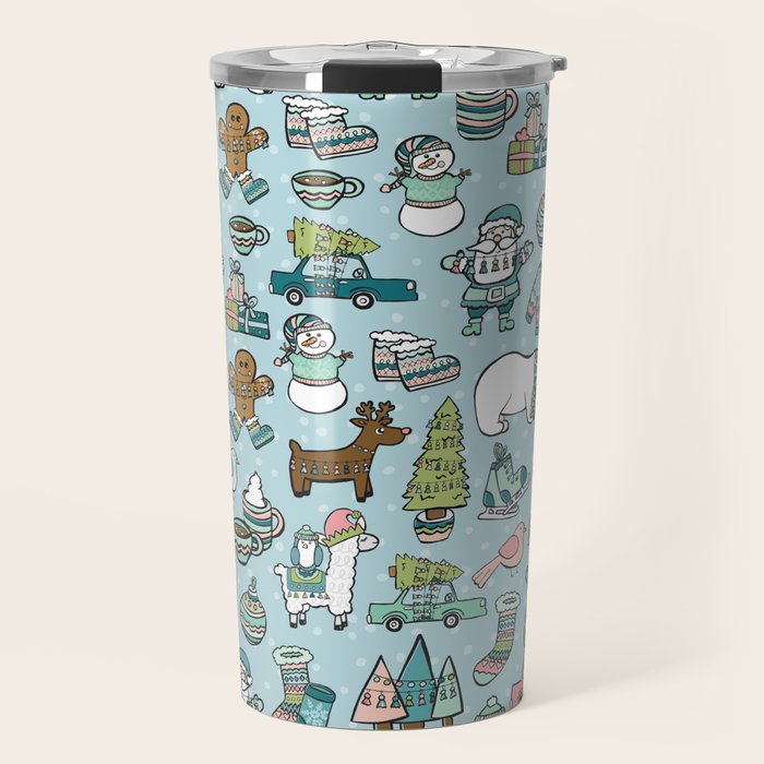 Whimsical Christmas, Sweater Weather, Fa La La La La, Holly Jolly, Holiday Print, Tis The Season Travel Mug Gallery Image 1